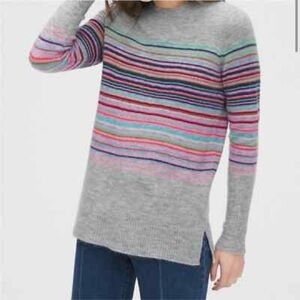 Gray GAP Sweater with Multicolor Stripes
